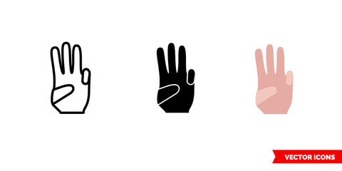 Scout hand icon of 3 types color, black and white, outline. Isolated vector sign symbol.