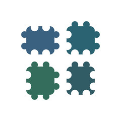 Four pieces of jigsaw puzzle or autism puzzle piece symbol flat vector icon for apps and websites