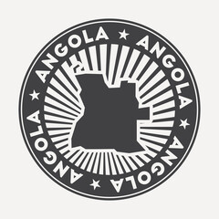 Angola round logo. Vintage travel badge with the circular name and map of the country, vector illustration. Can be used as insignia, logotype, label, sticker or badge of Angola.