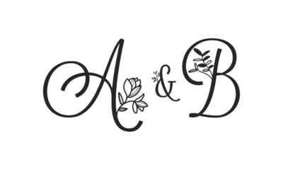A&B floral ornate letters wedding alphabet characters