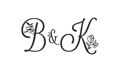 B&K floral ornate letters wedding alphabet characters