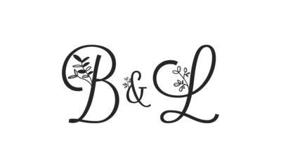 B&L floral ornate letters wedding alphabet characters