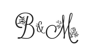 B&M floral ornate letters wedding alphabet characters