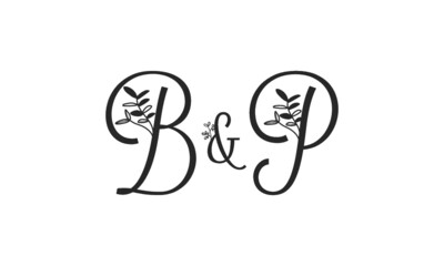 B&P floral ornate letters wedding alphabet characters