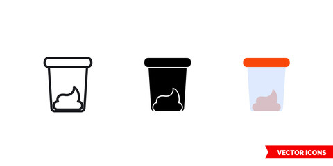 Stool analysis icon of 3 types color, black and white, outline. Isolated vector sign symbol.