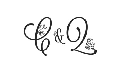 C&Q floral ornate letters wedding alphabet characters