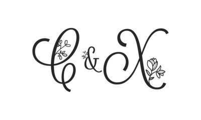 C&X floral ornate letters wedding alphabet characters