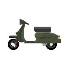 Vintage scooter isolated on white background. Flat design vector.