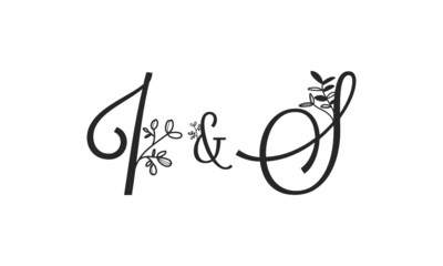 Fototapeta na wymiar I&S floral ornate letters wedding alphabet characters