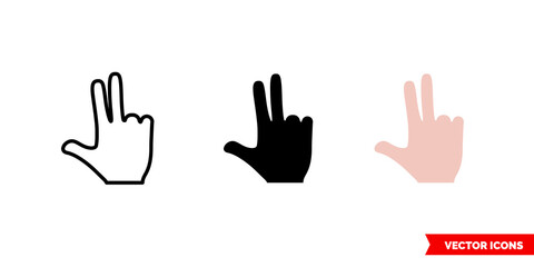 Two fingers icon of 3 types color, black and white, outline. Isolated vector sign symbol.