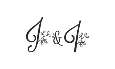 J&I floral ornate letters wedding alphabet characters