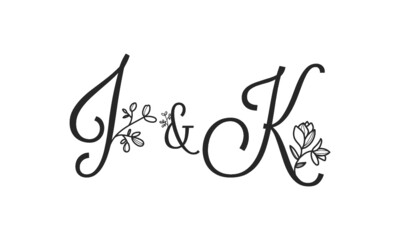 J&K floral ornate letters wedding alphabet characters