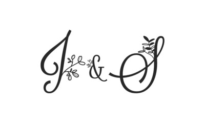 J&S floral ornate letters wedding alphabet characters
