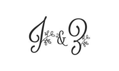J&Z floral ornate letters wedding alphabet characters