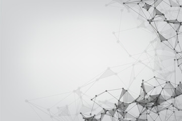 Network technology background with dots and lines for backdrop and ai design. Modern abstract concept. Futuristic HUD Background.