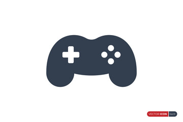 Simple Joystick Game Controller Icon. Game Pad with Playing Buttons isolated on White Background. Flat Vector Icon Design Template Element.