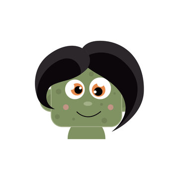 cute zombie head icon vector