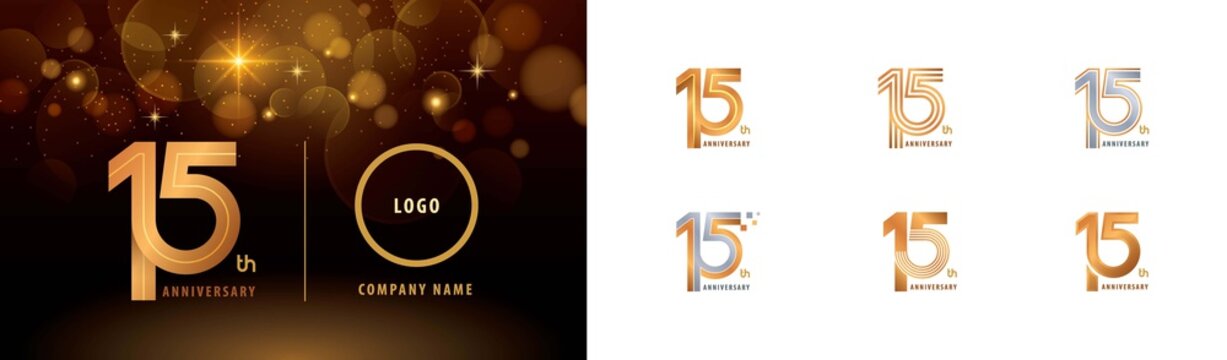 Set of 15th Anniversary logotype design, Fifteen years Celebrate Anniversary Logo