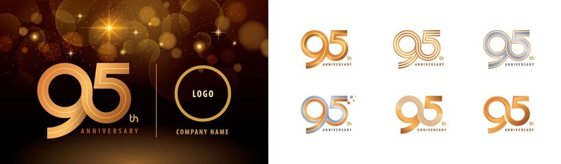 Set of 95th Anniversary logotype design, Ninety five years Celebrate Anniversary Logo - obrazy, fototapety, plakaty