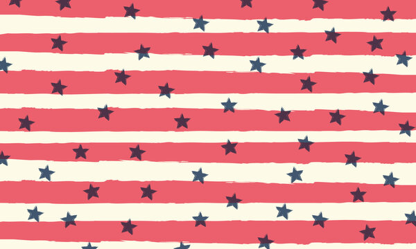 Retro coloured hand drawn stars and stripes background vector