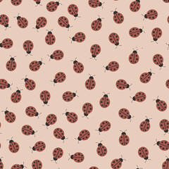 Seamless repeating pattern of ladybugs