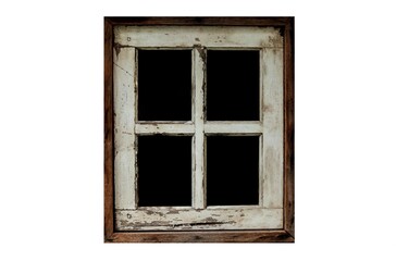 Old wooden windows isolated on white background.