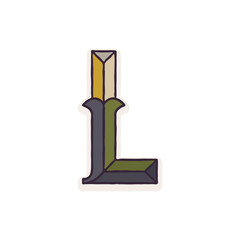 L letter logo faceted with dim colors.