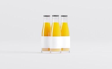 Orange Juice Bottles Mockup 3D Illustration