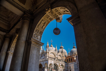 roof of doges palace through archway