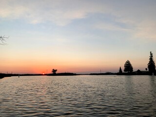 sunset over the river