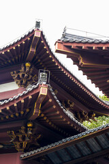 Fototapeta na wymiar Chinese temple architecture, retro turret building complex