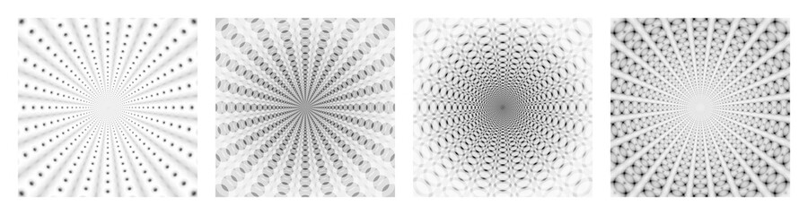 Abstract Geometric Pattern. Set of Four Design Units in the Same Style. Black and White Abstraction