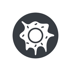 Vector flat design of cute tasty doughnut isolated on white background. Clear Symbol of bakery and pastry.