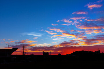 Sunset in the city , city silhouette