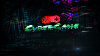 Cyber game futuristic cyberpunk style