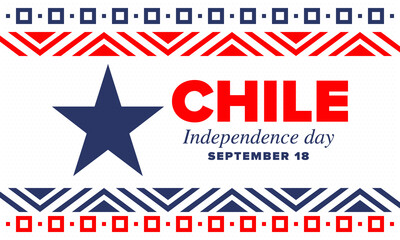 Chile Independence Day. Happy national holiday Fiestas Patrias. Freedom day. Celebrate annual in September 18. Chile flag. Patriotic chilean design. Poster, card, banner, template, background. Vector