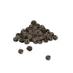 Watercolor black peper. Hand drawn pile of dried peppercornes isolated on white. Spice for cooking, recipe, packaging design. Natural ingredient for seasonging.
