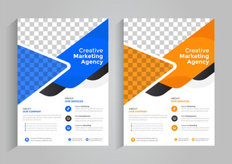 Corporate business flyer design template with gradient in A4 size