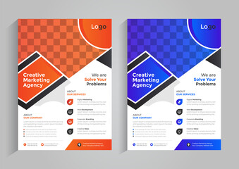 Corporate business flyer design template with gradient in A4 size