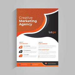 Corporate business flyer design template with gradient in A4 size