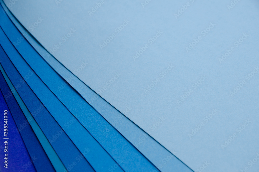 Poster abstract bright soft design background with blue wavy curved lines in dynamic style, template brochu