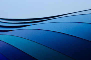Abstract bright soft design background with blue wavy curved lines in dynamic style, Template...