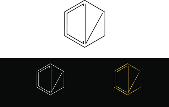 CV hexagon Shape Letter logo Design
