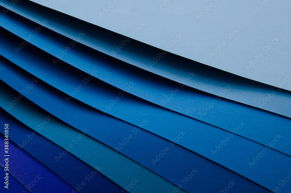 Poster abstract bright soft design background with blue wavy curved lines in dynamic style, template banner