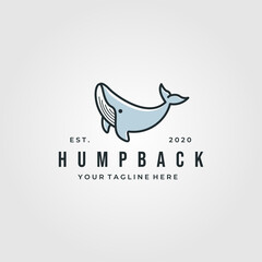Fototapeta na wymiar vintage humpback whale logo vector illustration design, whale cartoon symbol vector design