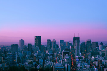 Fototapeta na wymiar 大阪の街並、北区方面の夕暮れ