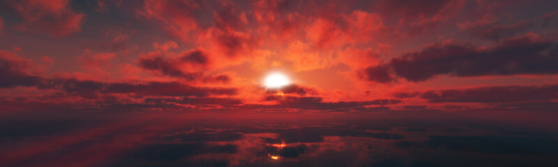 Fototapeta premium sunset calmly sea sun ray 3d render
