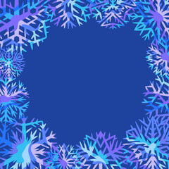 Fototapeta na wymiar Winter frame with snowflakes.
