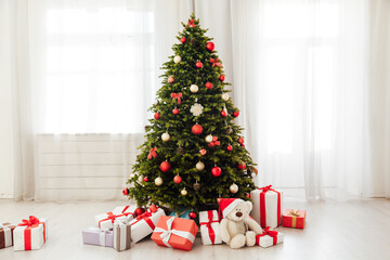 Christmas tree tree tree branch pine new year decor presents a white background place for inscription