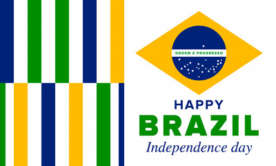 Brazil Independence Day. Happy national holiday. Freedom day. Celebrate annual in September 7. Brazil flag. Patriotic brazilian design. Poster, card, banner, template, background. Vector illustration